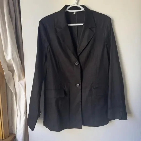 Black muji hemp shirt jacket light blazer, button down brand new coat! Size s - Picture 2 of 8